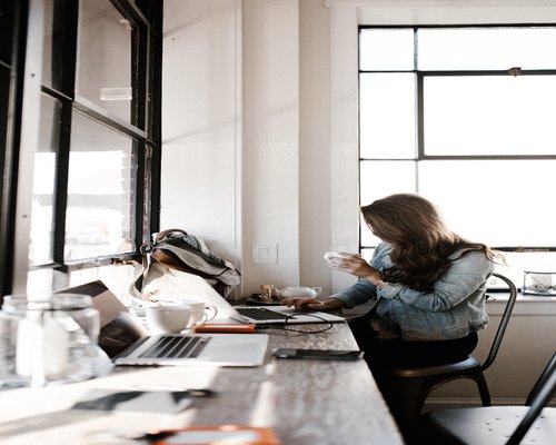 Natural sunlight streaming into a workspace